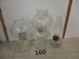 3 Retro glass oil lamps