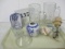 tray lot of assorted glassware