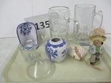 tray lot of assorted glassware