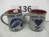 pair of stoneware mugs eyers Grove Pennsylvania