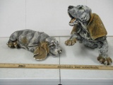 pair of ceramic basset hounds