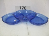 3 cobalt blue Pyrex pie dishes