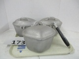 3 silverseal pans with lids century