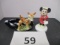 mid century 1950's bambi planter and ceramic Minnie mouse