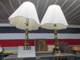 Pair of brass side table lamps