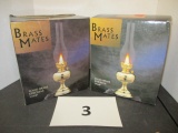 Pair of brass mates lamps