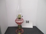 cranberry glass electrified oil lamp