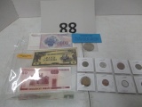 Foreign coin and currency lot