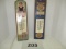 Pair of wood advertising thermometers