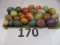 tray lot of marble and hand painted eggs