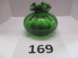 Green Art glass vase