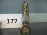 Antique brass oil lamp