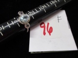 14 Karat white gold ring with aquamarine, sapphires and diamonds