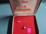 Lord Chesterfield pearl necklace and earrings set