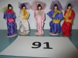 Lot of 5 vintage geisha dolls
