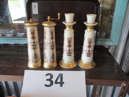 Lenox salt and Pepper and candlesticks