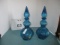 (2) Blue decanters