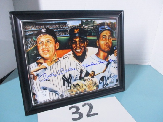 Duke Snider, Willie Mays, Mickey Mantle signed photo