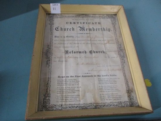 vintage church membership certificate