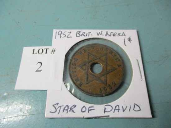 1952 British West Africa one penny Star of David