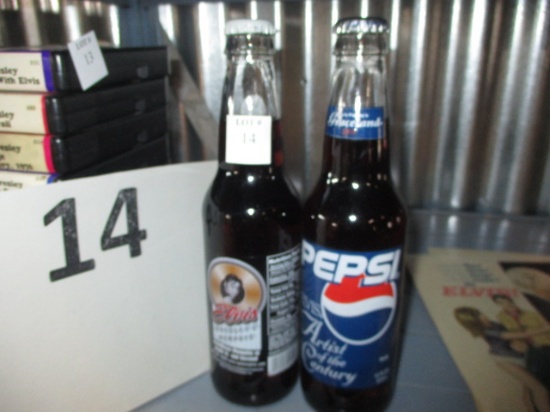 2 Full Elvis Pepsi Bottles