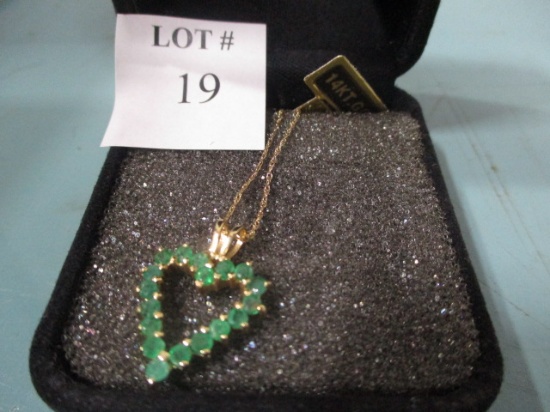 14K 18" Emerald heart necklace