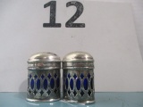 Sterling silver salt and pepper cobalt blue