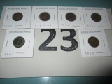 Lot of 6 indian head cents
