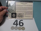 5 vintage nickels 1 buffalo and 4 V-Nickels