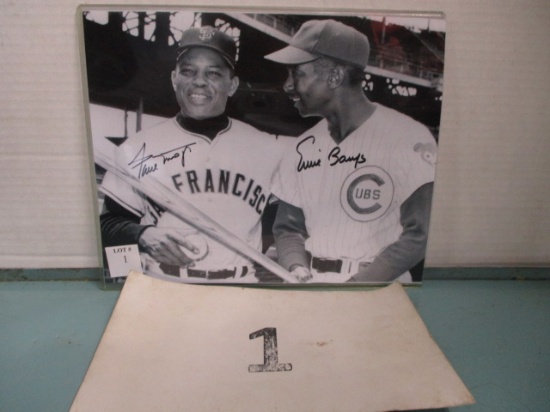 Ernie Banks, Willie Mays, signed 8 x 10