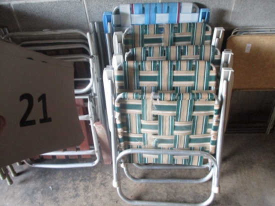 5 aluminum & web lawn chairs