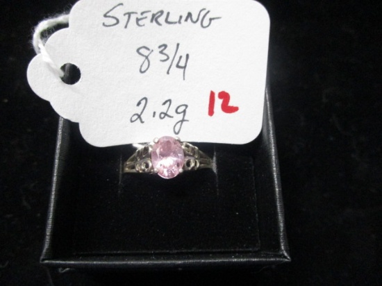 sterling wilver ring with pink stone