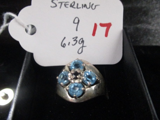 sterling wilver ring with 4 blue stones