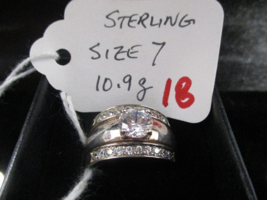 Sterling silver ring with clear stones