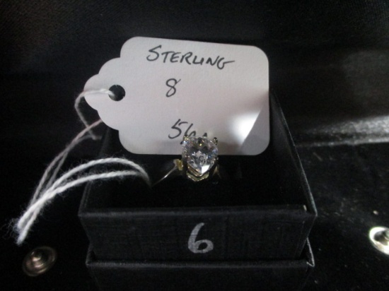 Sterling silver ring Princess cut CZ
