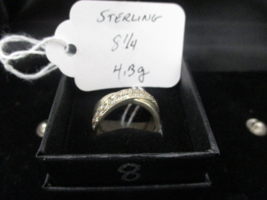 Sterling Silver ring clear stones