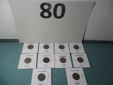 10 vintage wheat pennies