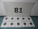 10 vintage wheat pennies