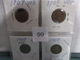 (4) 1901 VOB pennies