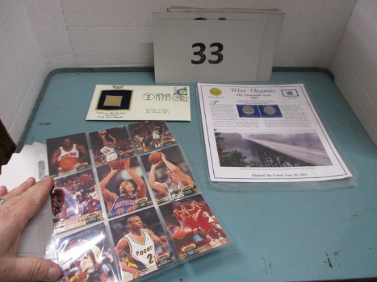 basketball cards, first day cover, WV State quarters