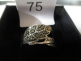 costume ring with feather motif