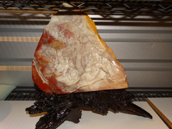 Chinese Chicken Blood Stone on stand