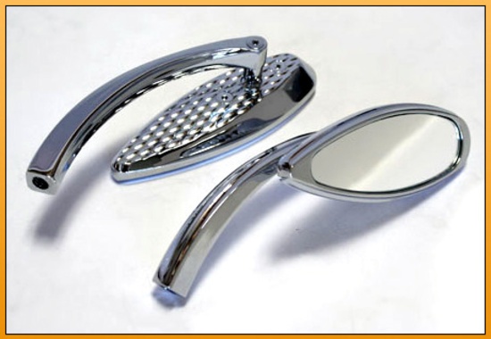 Mini Teardrop Chrome Mirrors For 1965 To Present Harley Models & Metric Cruisers (pair)