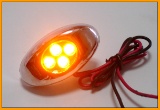 Decorative 4 Orange L.E.D. Lights With Chrome Oval Case For Universal Fitment On Harley, Customs & M
