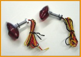 Chrome Bullet Red L.E.D. Marker Lights With Red Side Lens For Universal Fitment On Harley Models & M