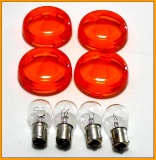 Amber Deuce-style Turn Signal Lens Kit With Clear Bulbs For 2000 To Present Harley Models