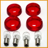 Red Deuce-style Turn Signal Lens Kit With Clear Bulbs For 2000 To Present Harley Models