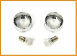 Chrome Front Deuce Style Turn Signal Visor With Smoke Lens & Amber L.E.D. 1157 Bulbs For 2000 To Pre