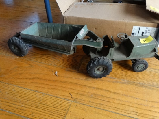 Vintage toy truck with earth mover