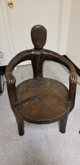 Folk Art  carved chair "Solid hard wood"